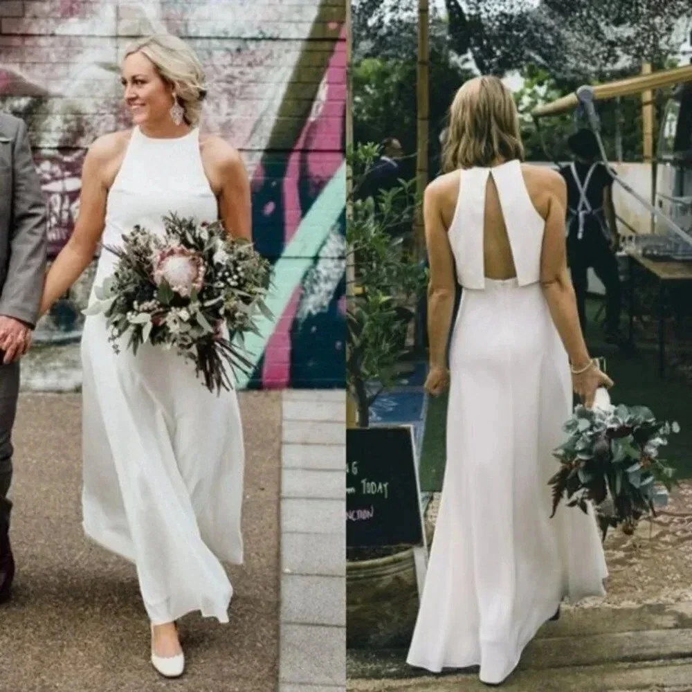 NWT Anthropologie BHLDN Jill Stuart Iva Crepe Maxi Dress Wedding Bridal 14 - Picture 9 of 17